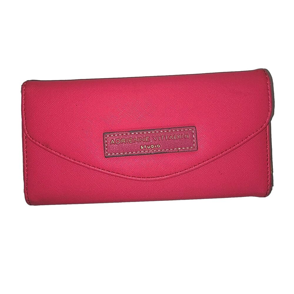 Adrienne Vittadini Hot Pink Trifold Wallet Designer Clutch Purse Accessory